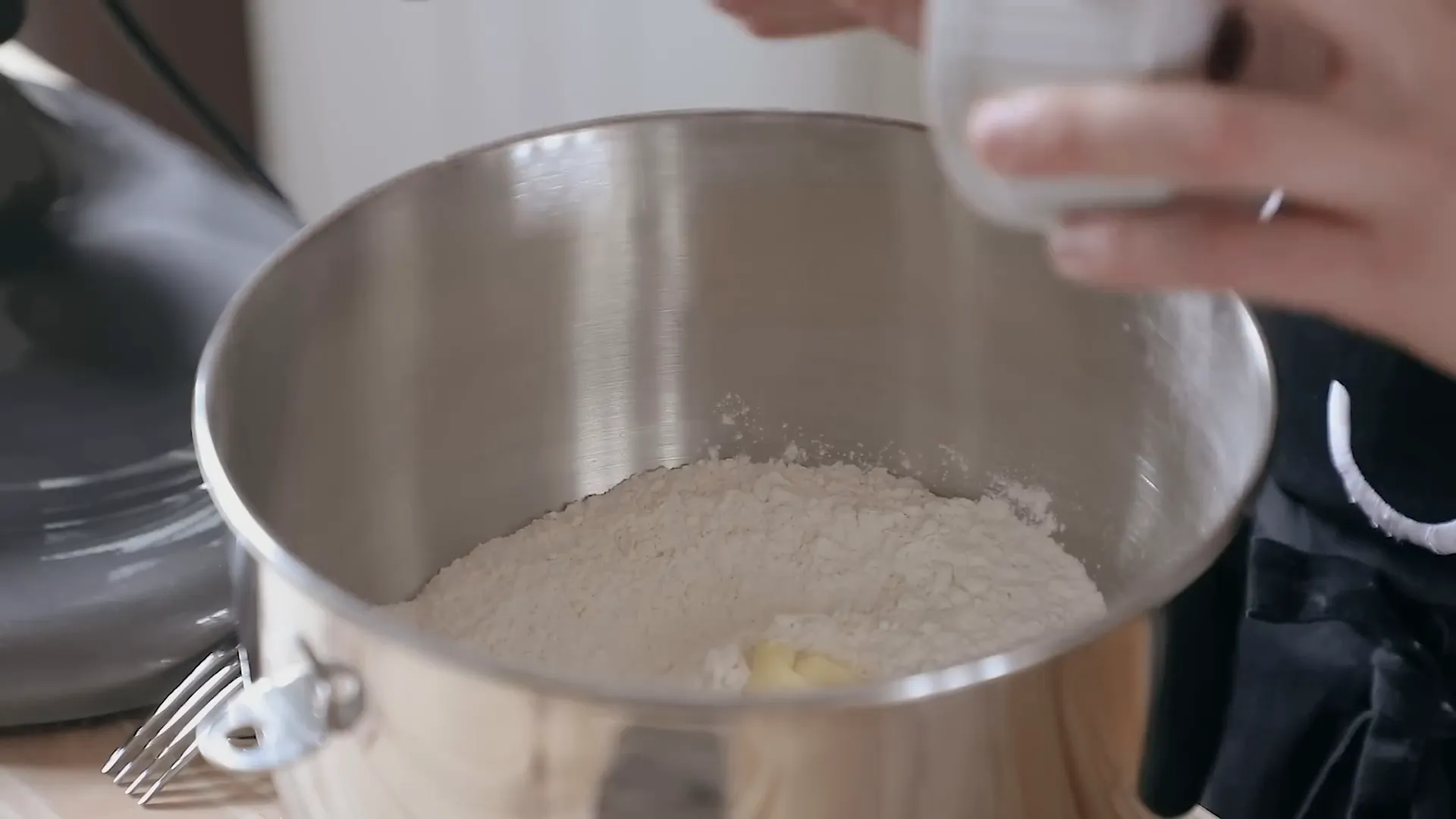 Mixing dry ingredients together.