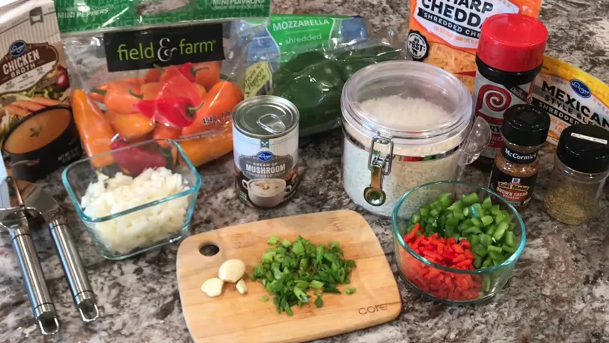 Gathering ingredients for the casserole