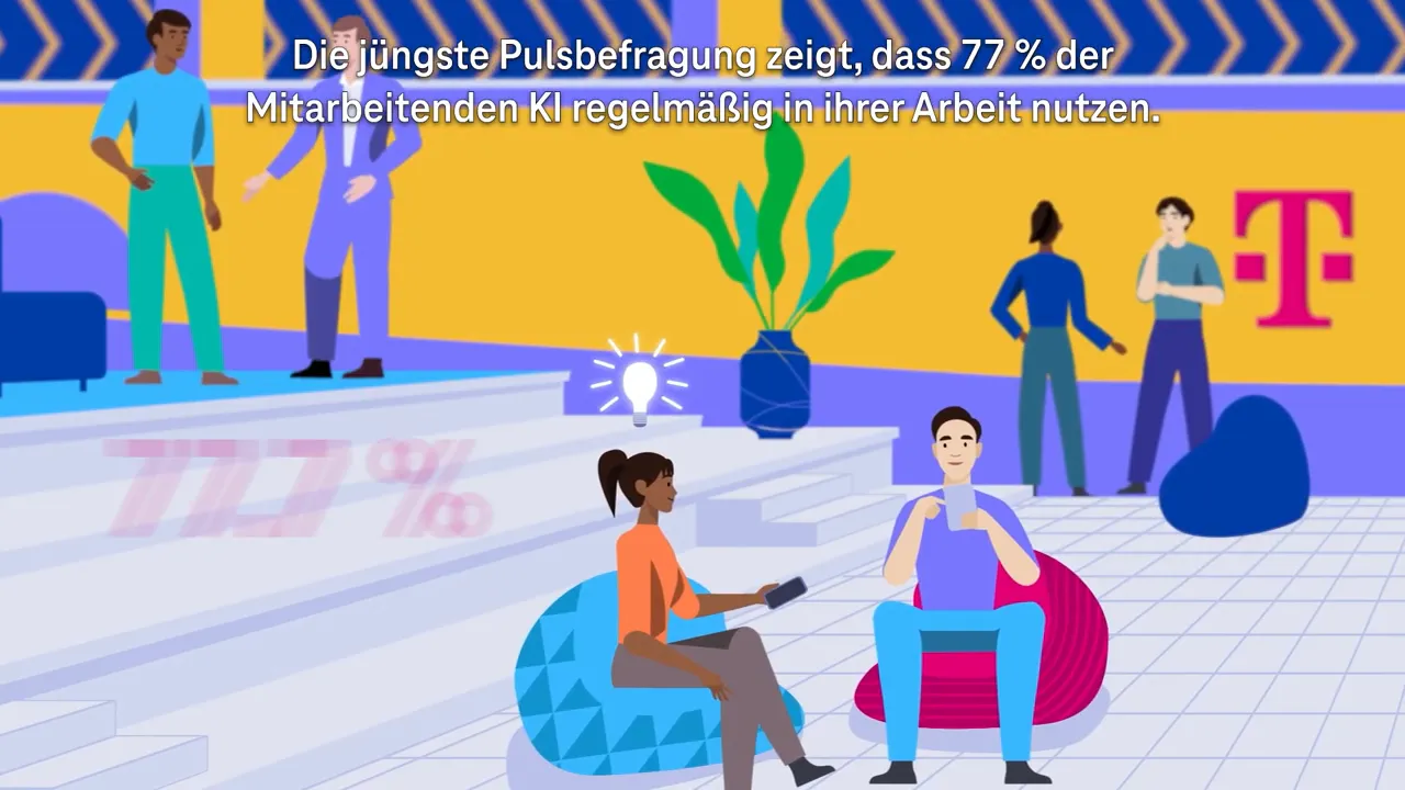 Illustration zur Pulse-Umfrage: 77% nutzen regelmäßig KI im Job