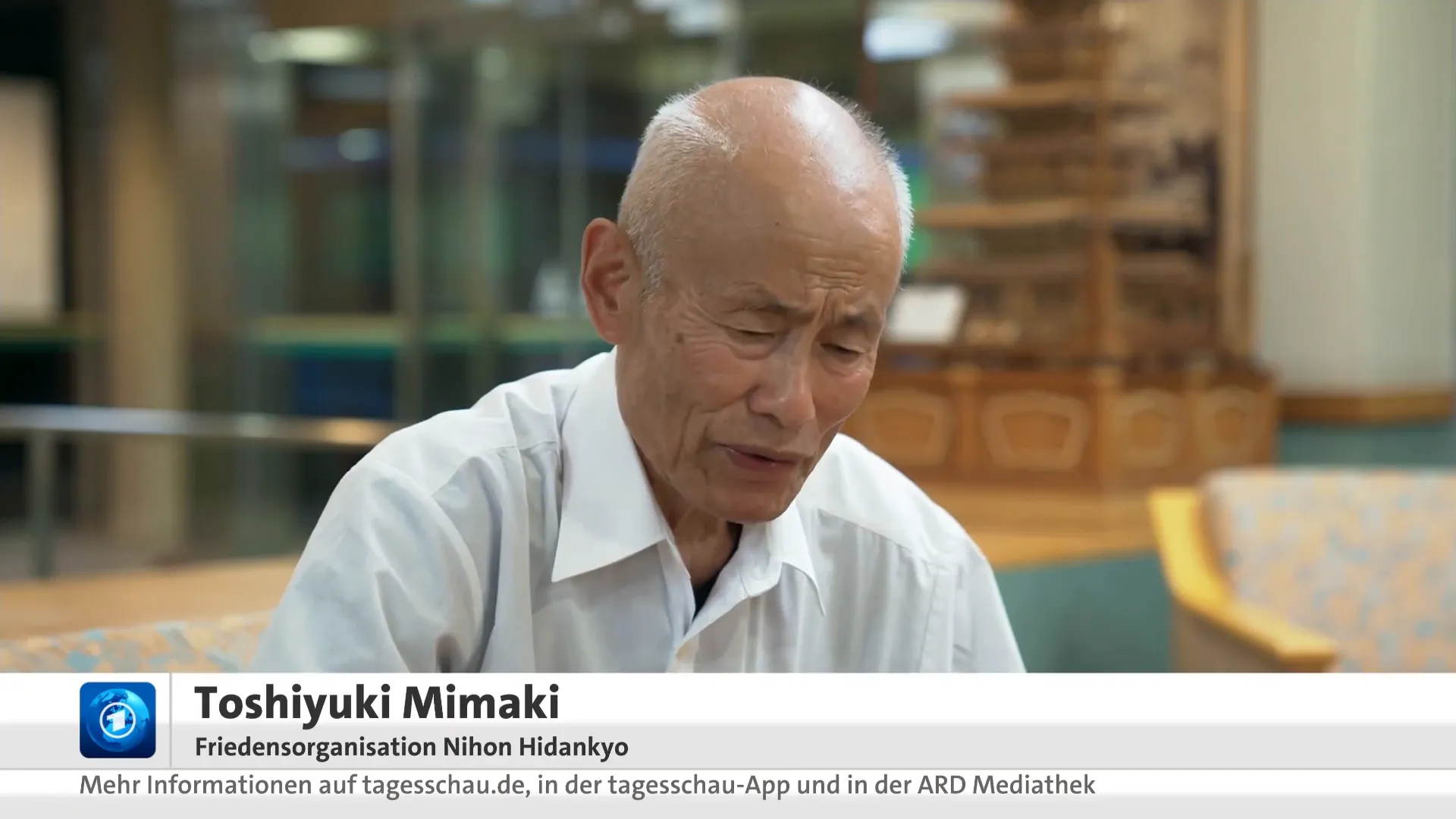 Überlebender Tushiyuki Mimaki bei einer Rede
