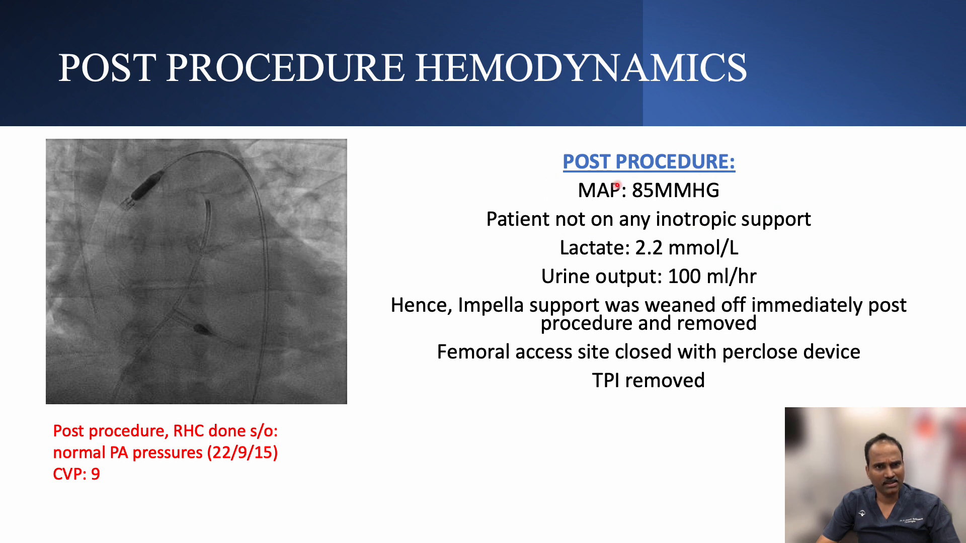 Post-procedure hemodynamic assessment