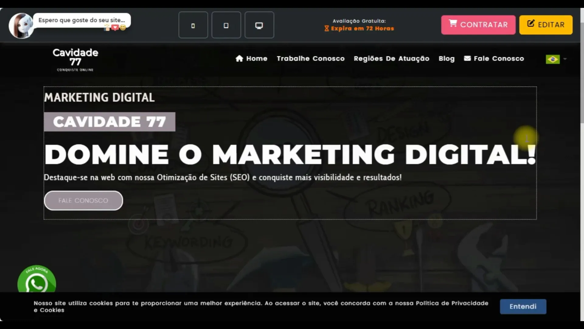 Blog criado e pronto para personalização