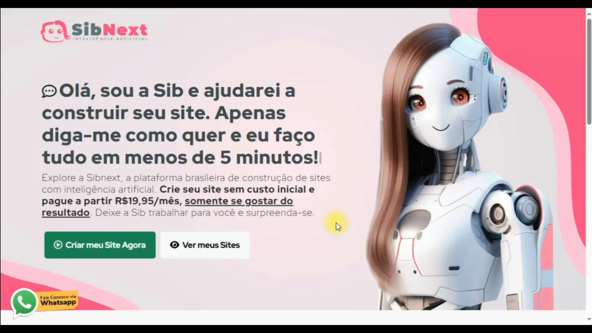 Página inicial da Sibnext