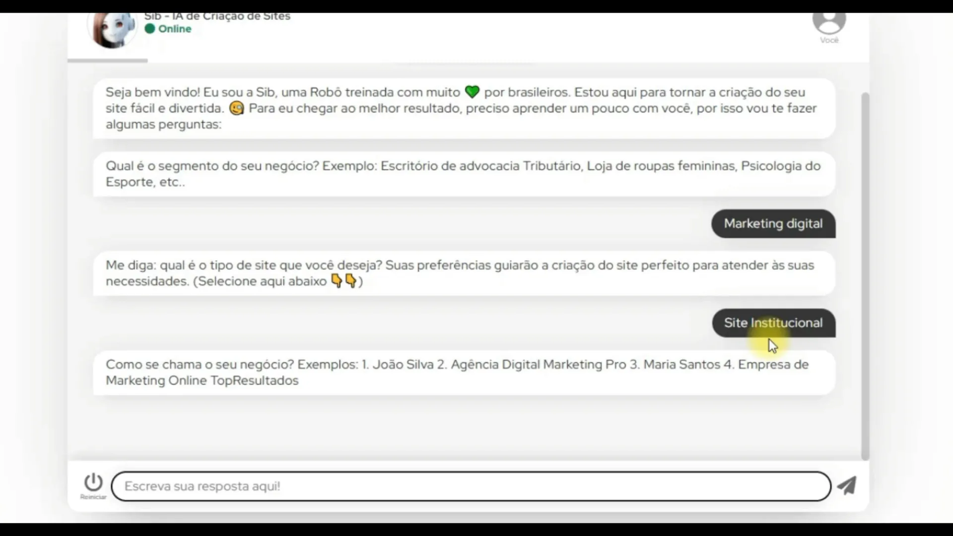 Inserindo nome e informações do blog