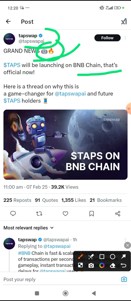 TapSwap announcement on Twitter