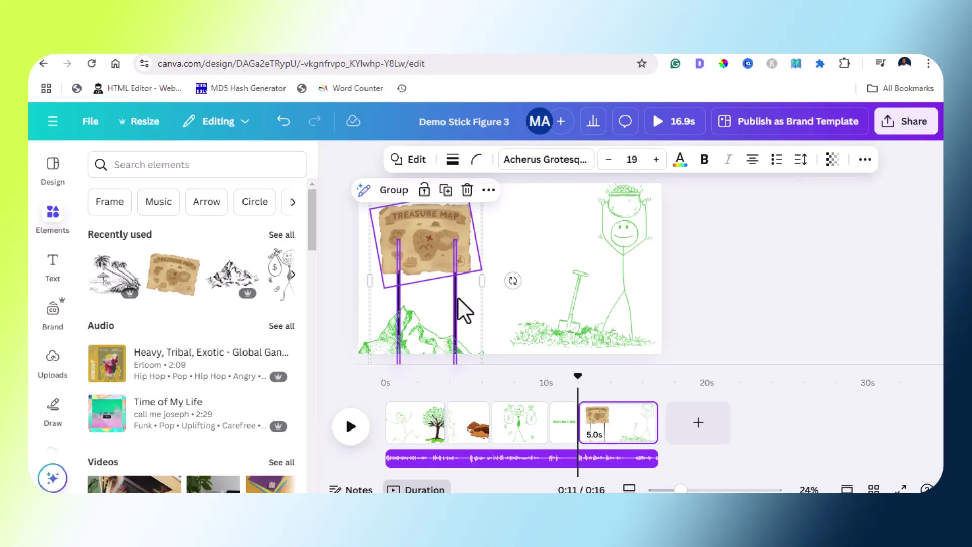 Grouping graphics with stick figures