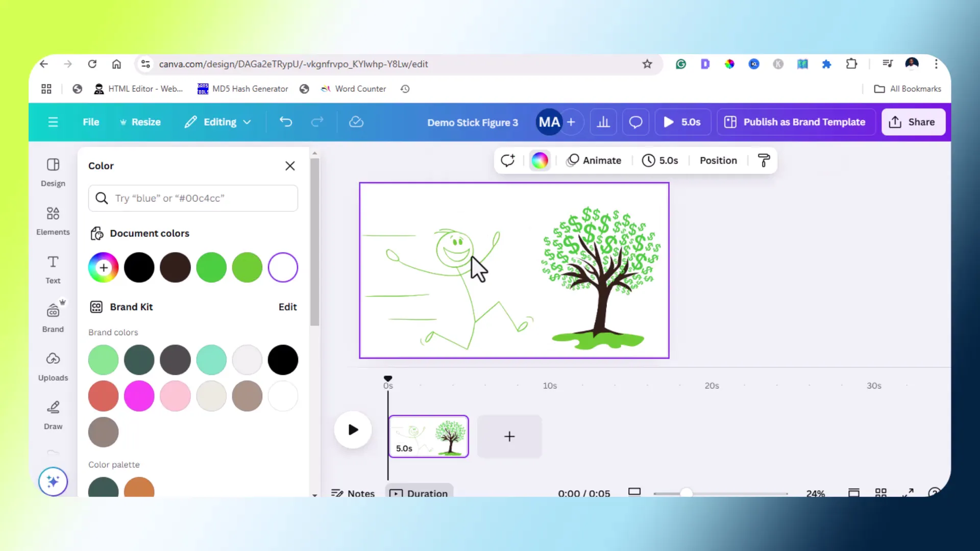 Applying drift animation to the stick figure