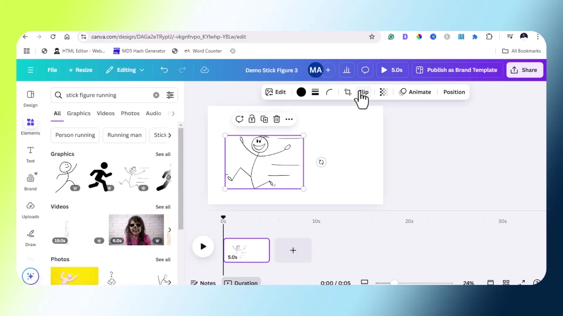 Flipping the stick figure horizontally