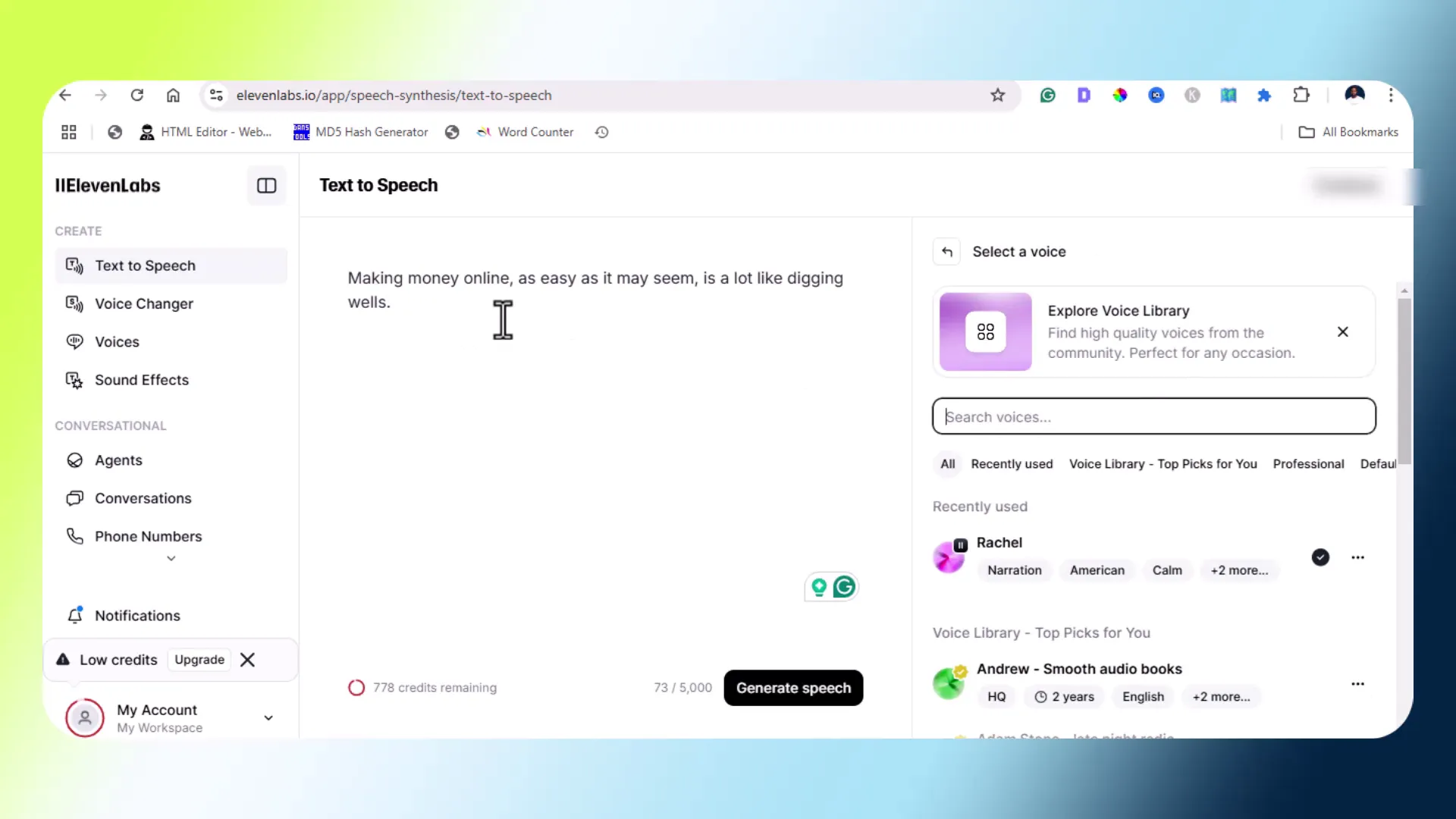 Using Eleven Labs for voice generation