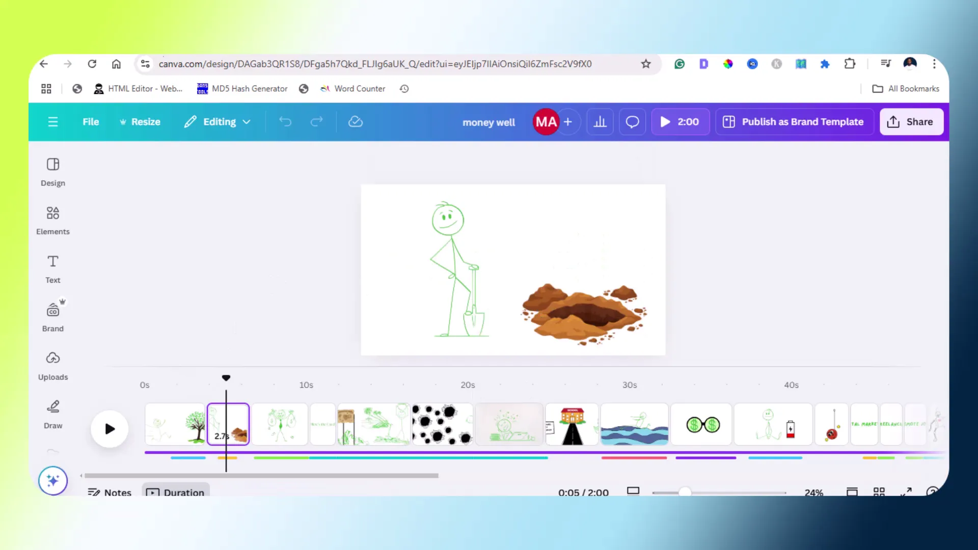 Adding a stick figure digging