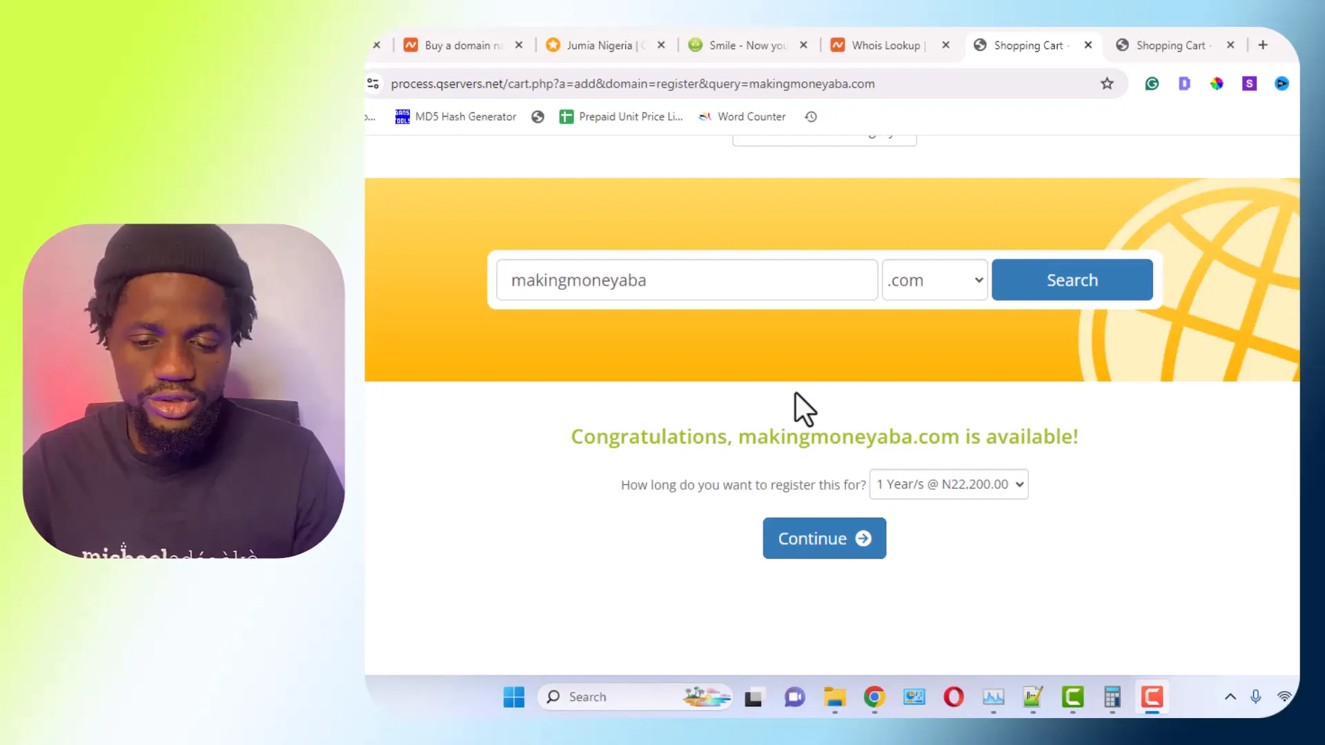 Steps to register a domain