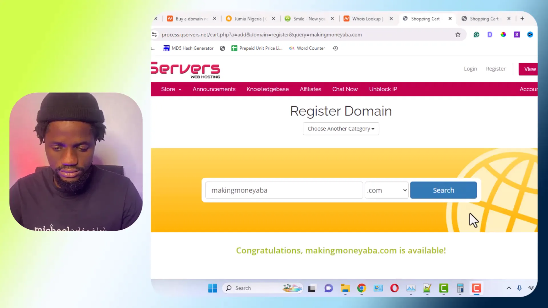 Domain registration process