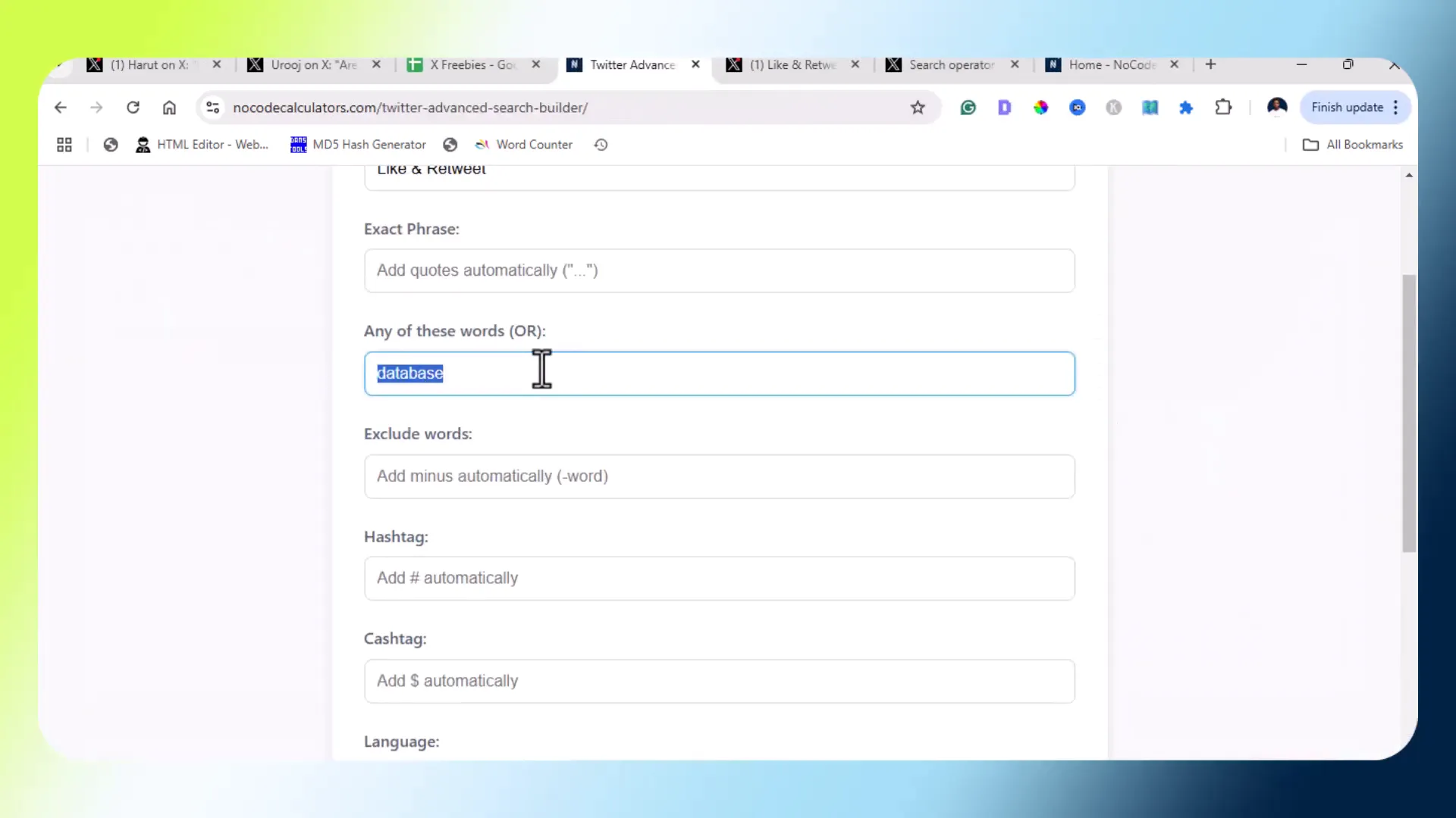 Additional Filtering Options