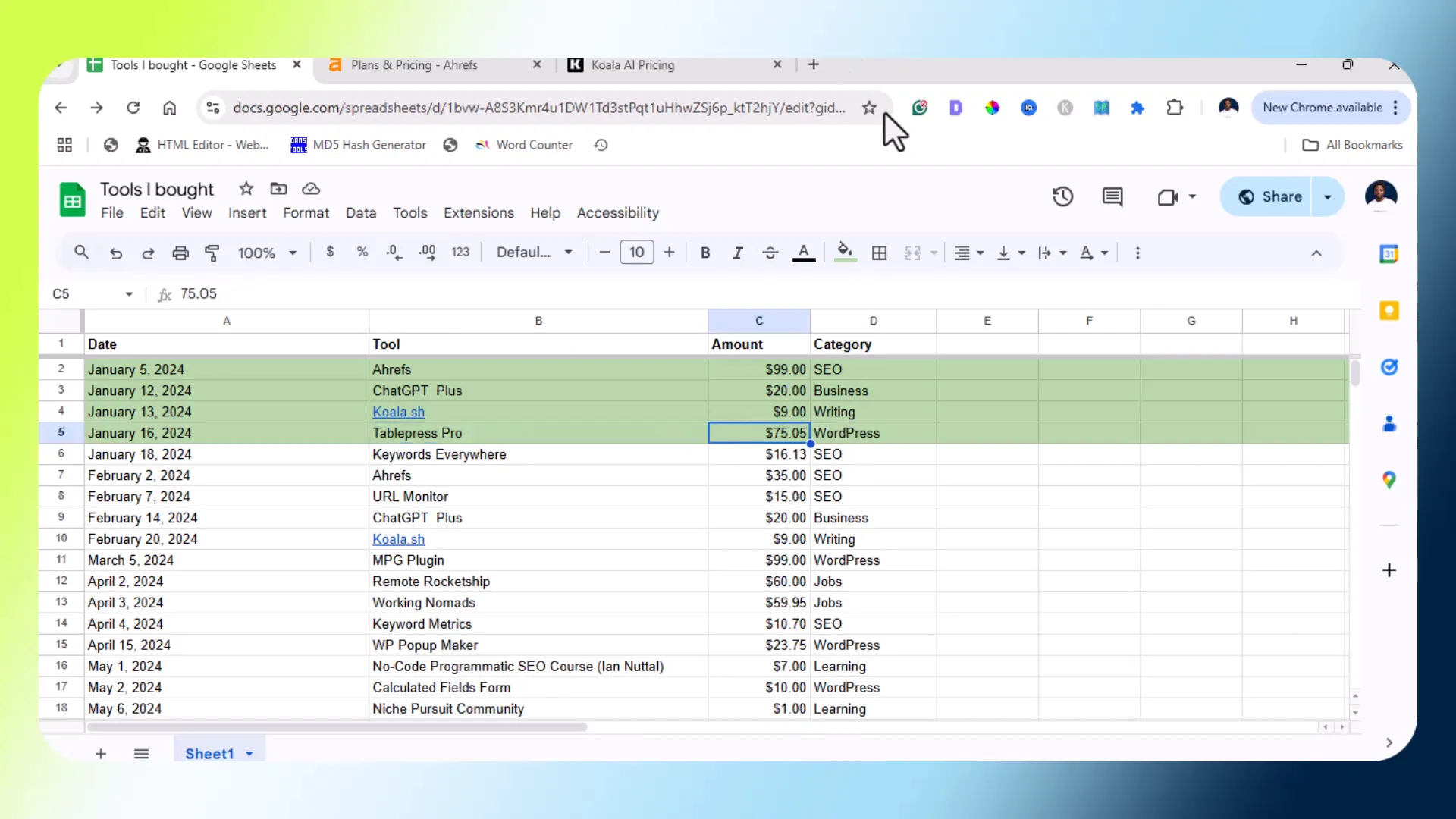 TablePress Pro interface