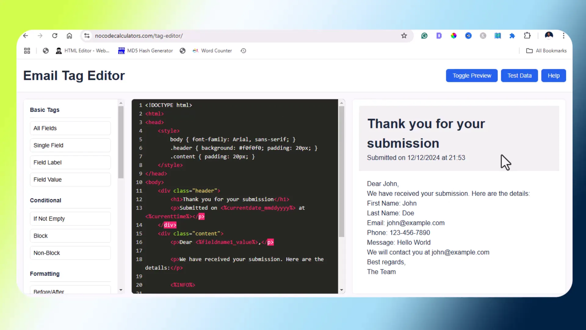 Live project on the web