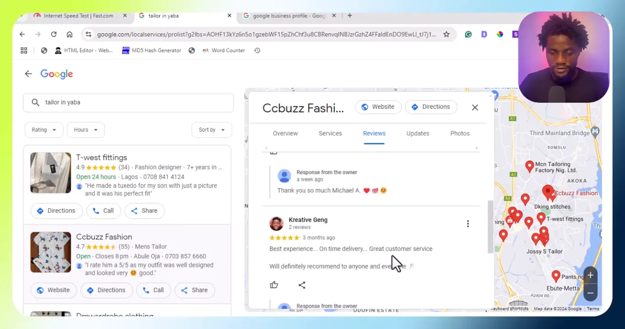 Positive reviews on Google Business Profile
