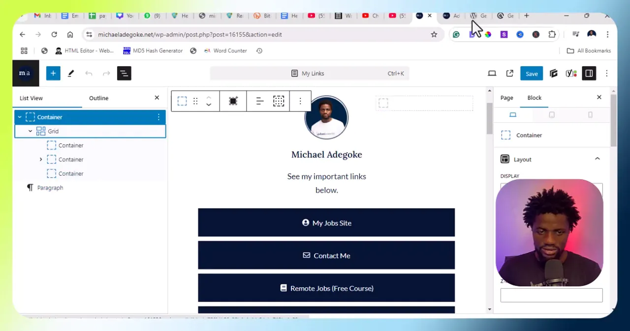 Configuring grid layout in WordPress