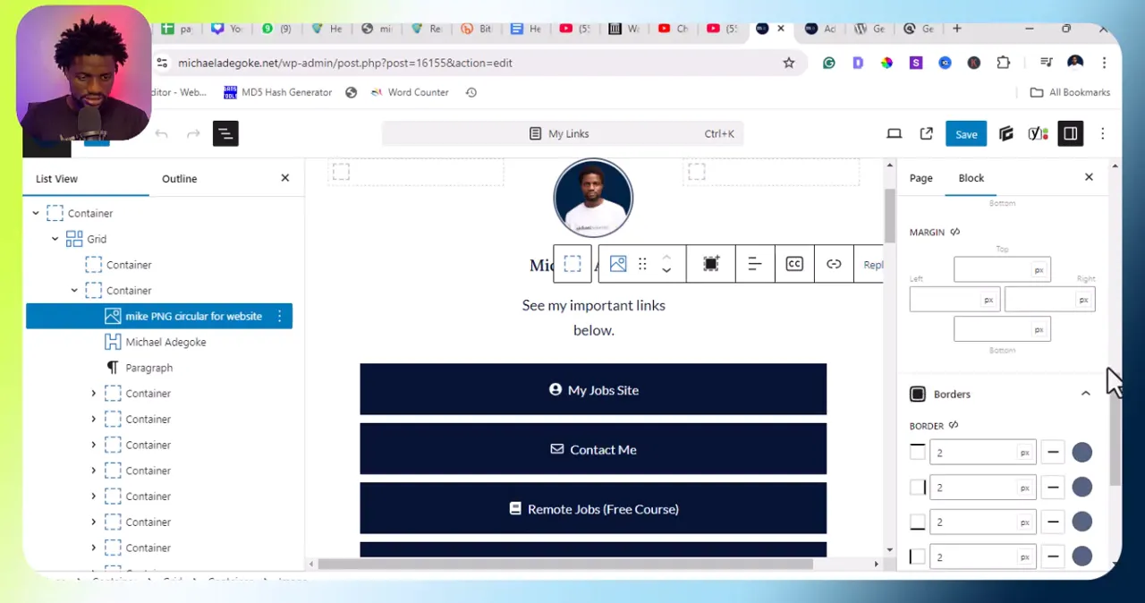Adding an image block in WordPress