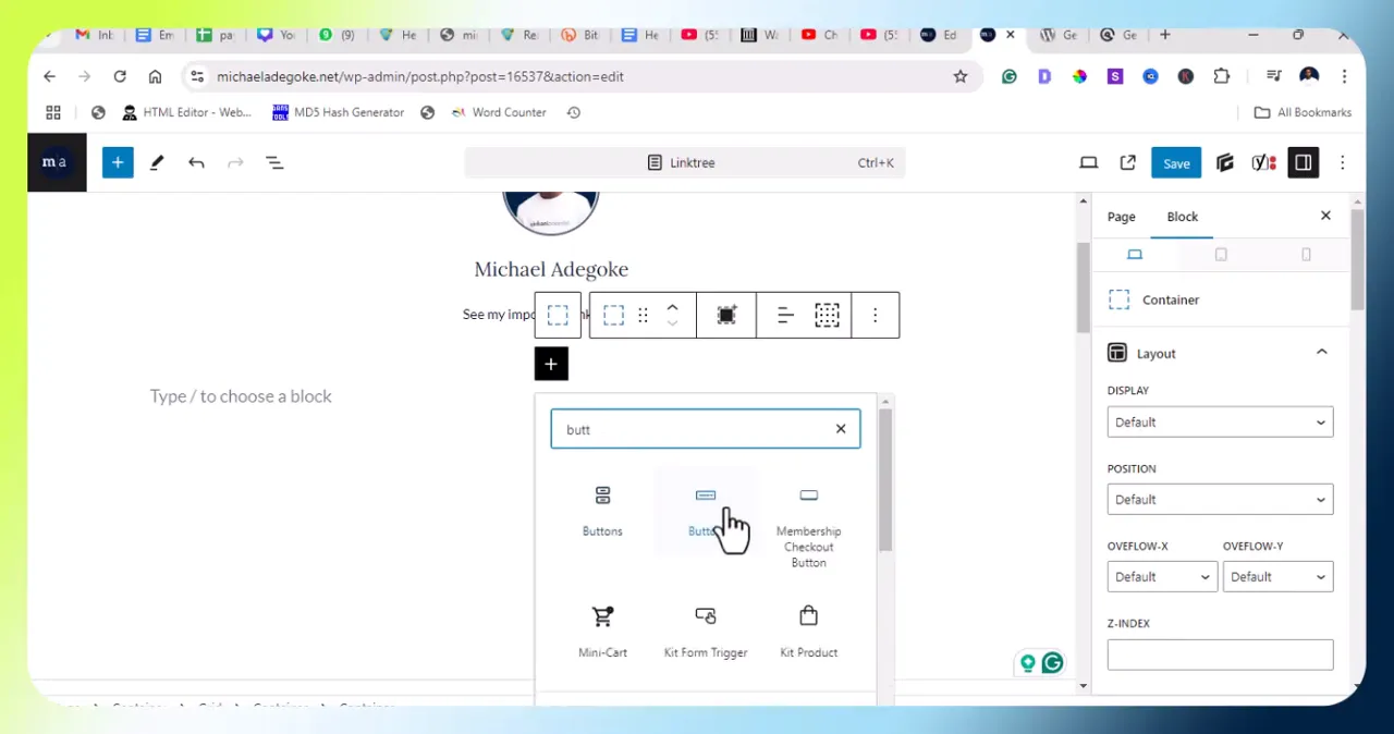 Customizing layout with headline and button blocks