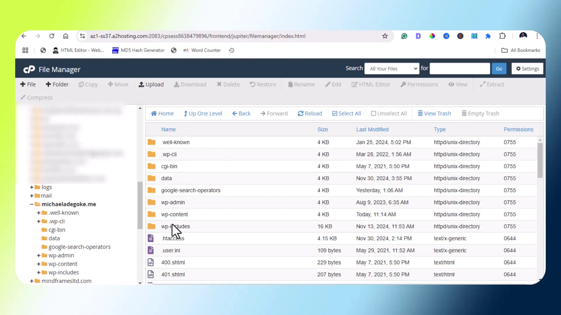 Uploading files to the web hosting space