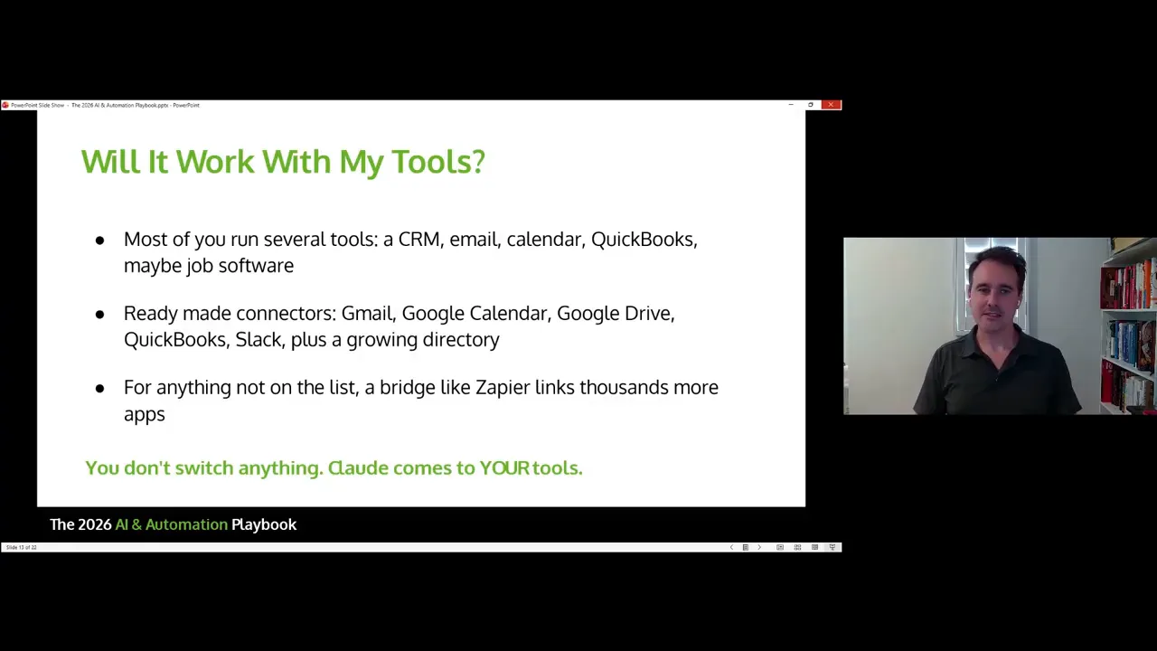 Slide titled Cowork The Worker explaining Claude cowork tasks and paid plan access