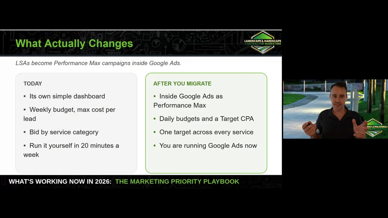 Slide comparing the old and new arrangements for Local Services Ads