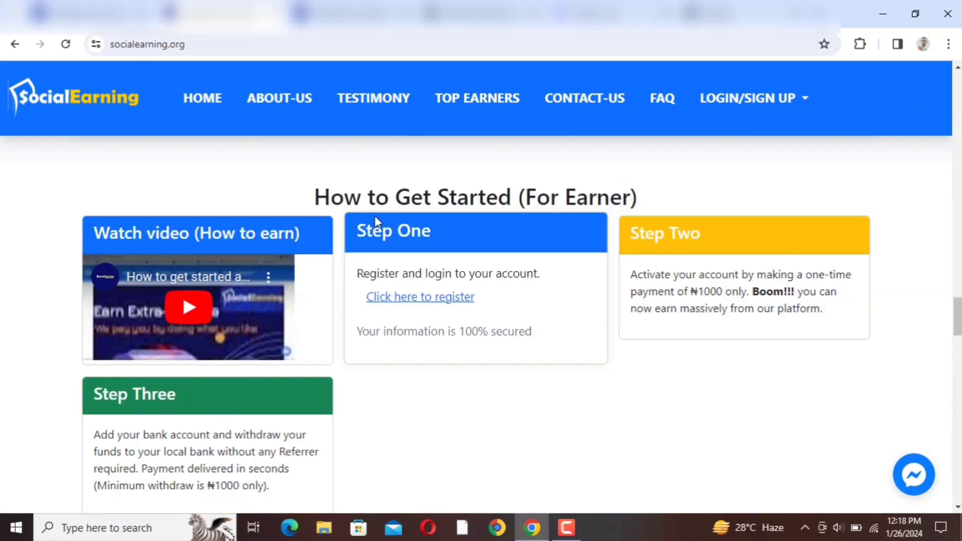 Withdrawal Process on Social Earning