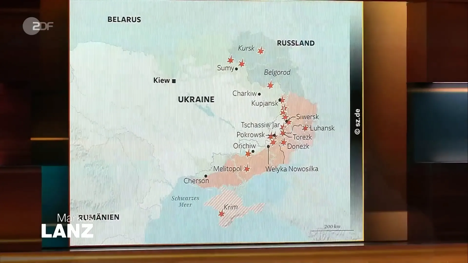 Karte der von russischen Truppen besetzten Gebiete in der Ukraine