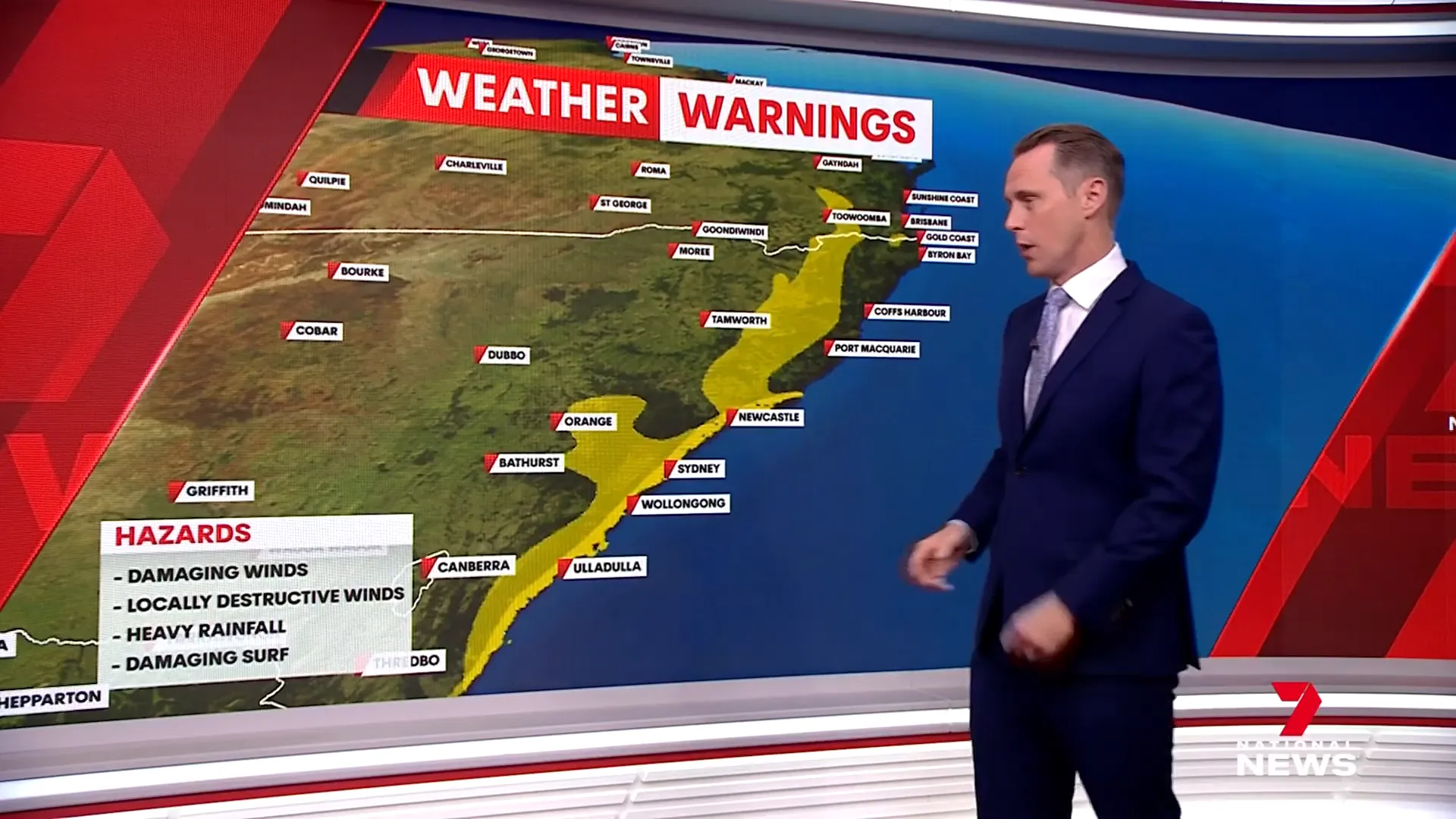 Weather warnings map showing wind gust areas