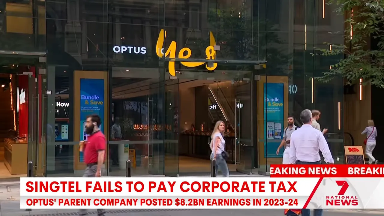 On-screen figure showing $8.2 billion income from Australian customers