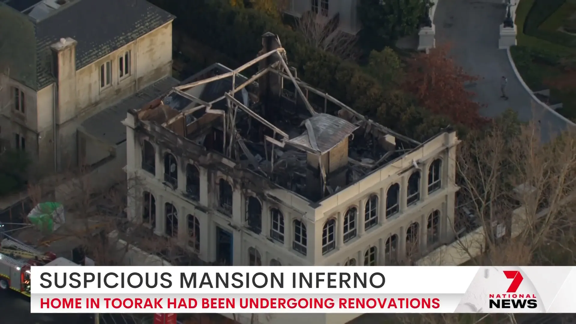 Empty mansion under construction before the fire