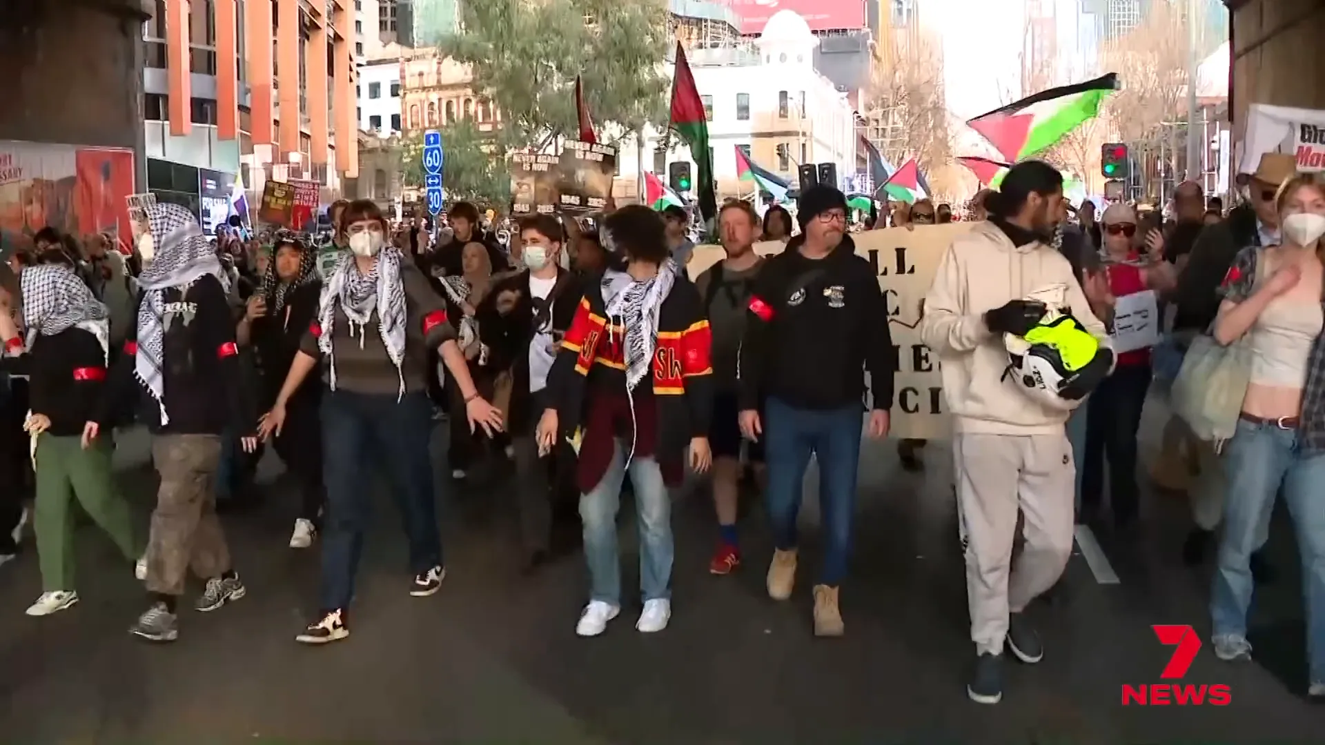 Protesters chanting 'Free Palestine'