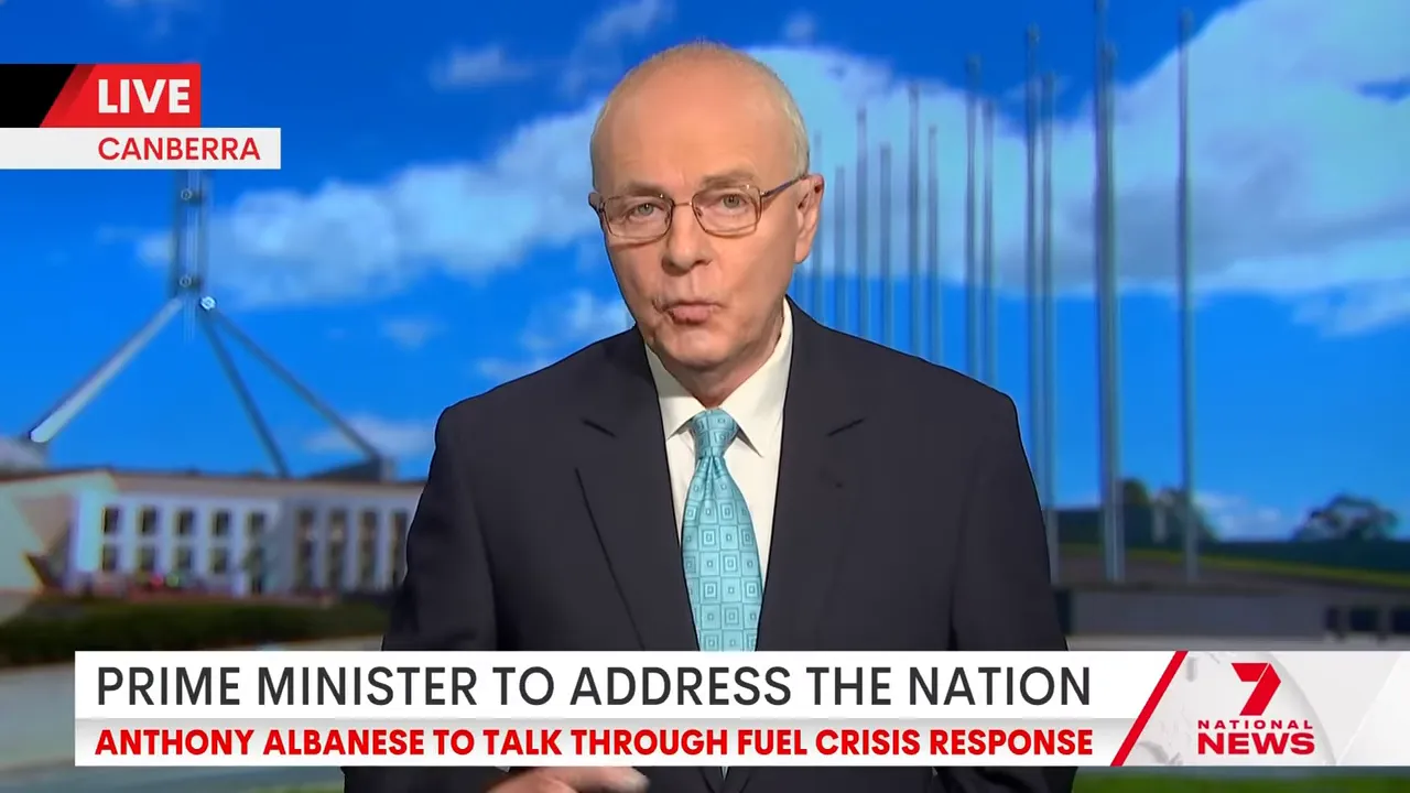 National News graphic stating the Prime Minister will address the nation through the fuel crisis response