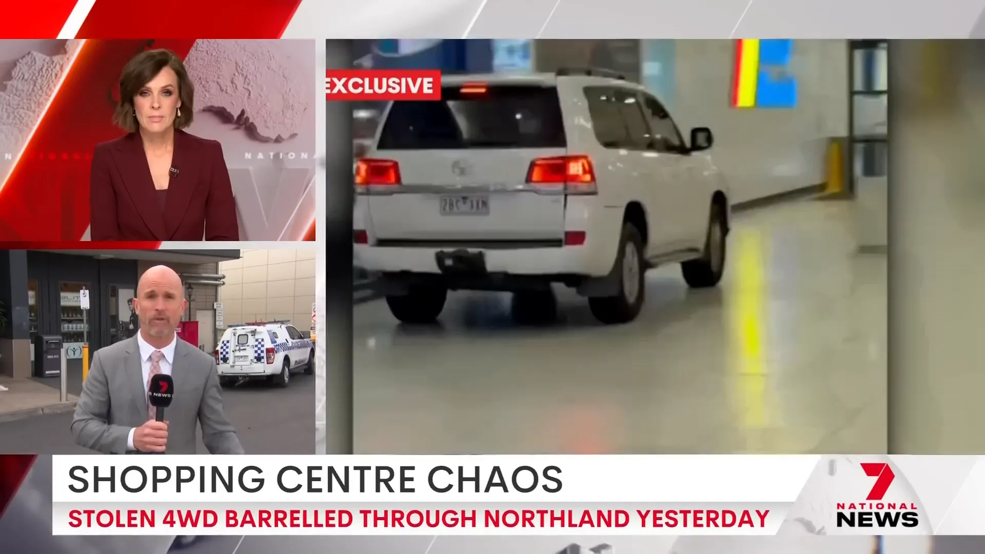 Stolen car driving through shopping centre