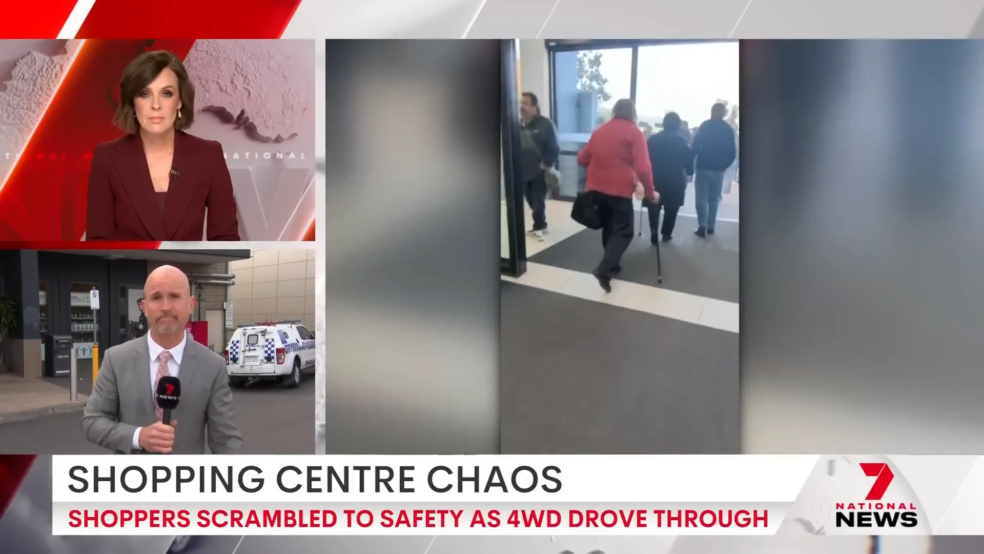Shoppers evacuating the shopping centre