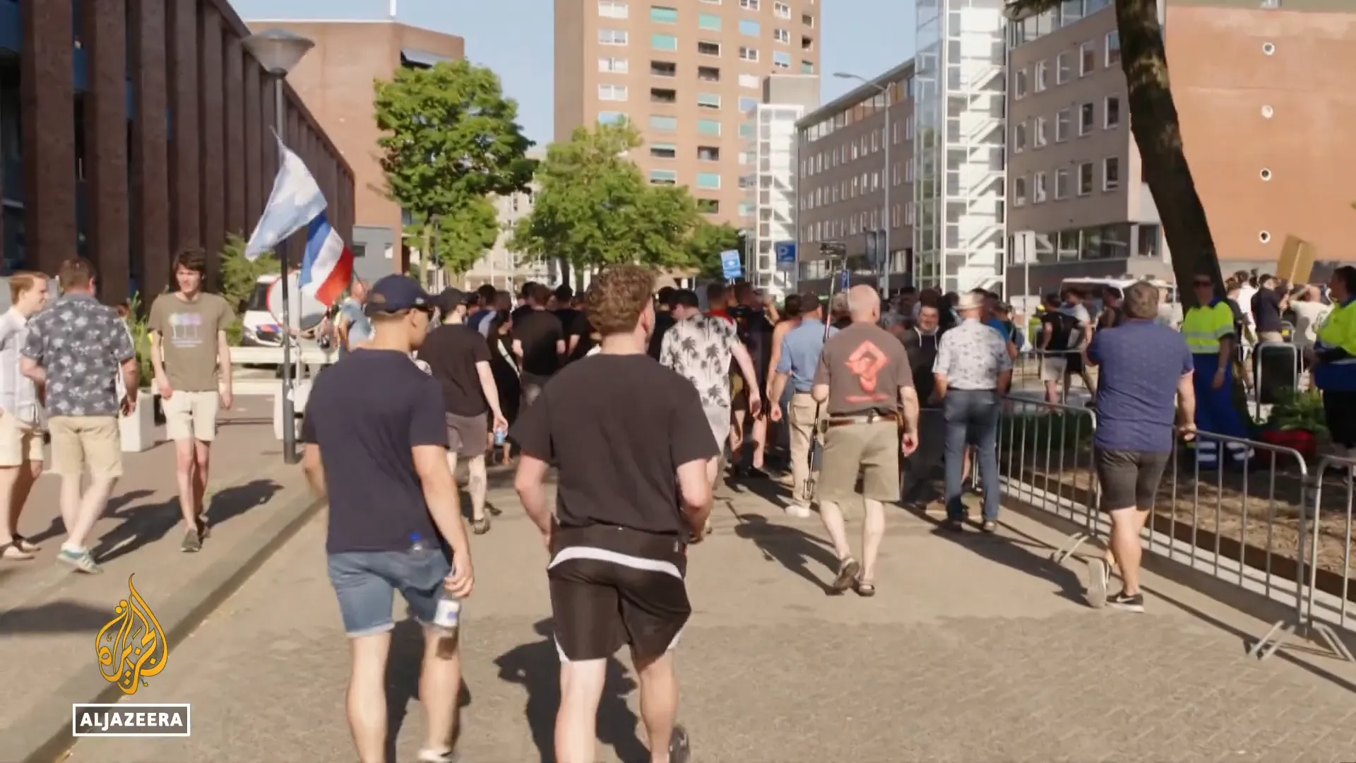 Protesters against the asylum seeker center in Helmond