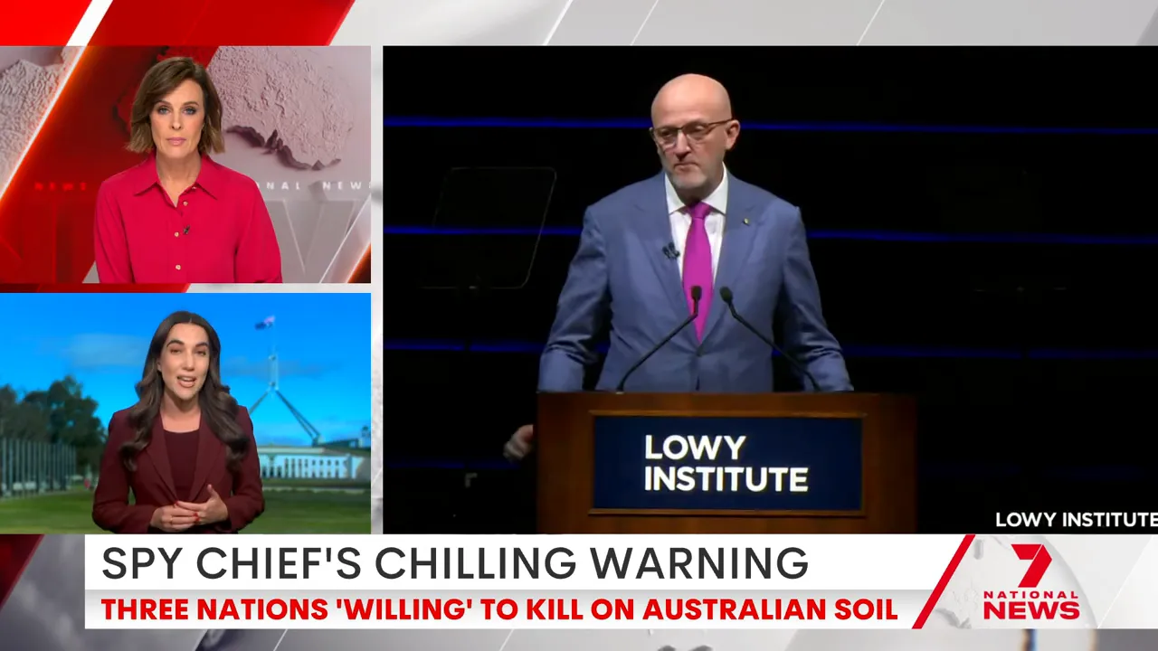 ASIO director Mike Burgess delivering a speech on national security threats