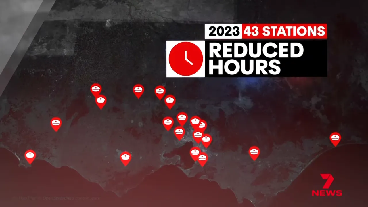 Police station with reduced hours sign