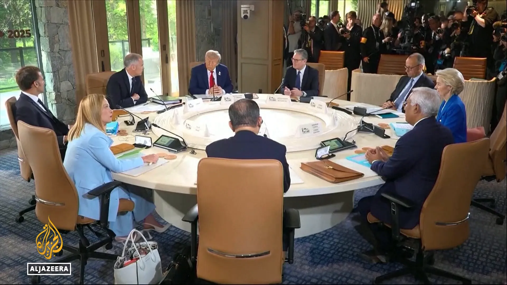 Japanese Prime Minister Shigeru Ishiba and US President Donald Trump at G7 summit