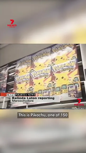 Retail display of Pokémon Pikachu card packs on store shelves