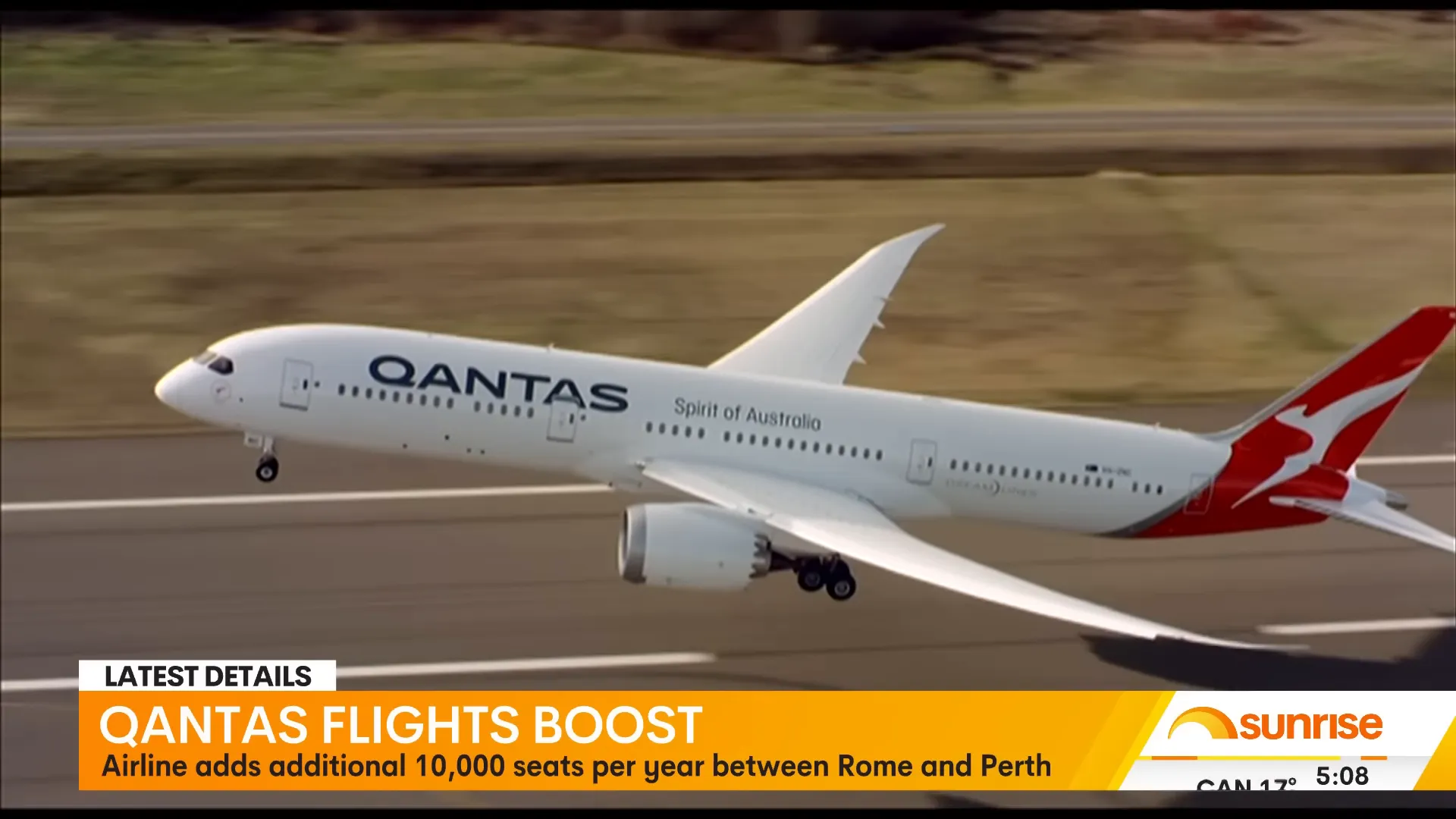 Qantas aircraft prepares for international service at an airport