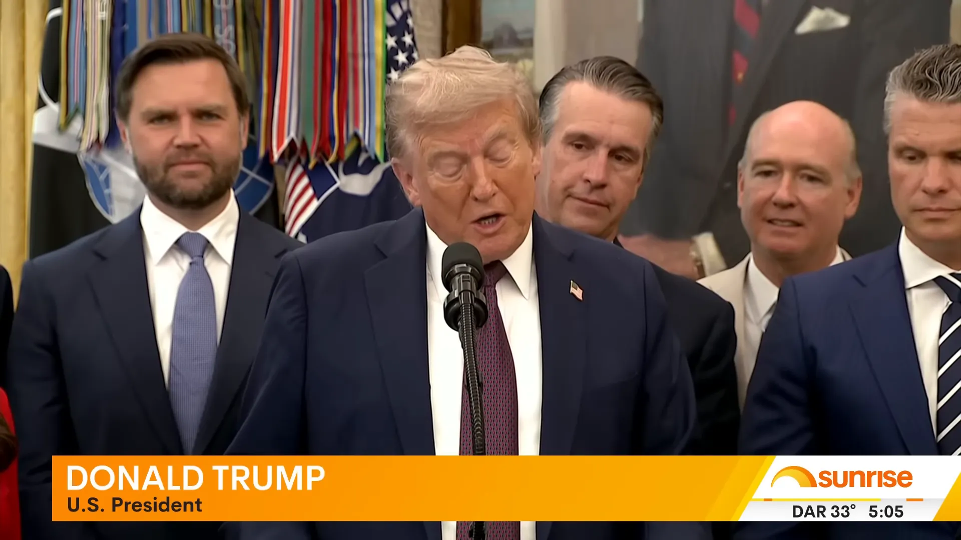President Donald Trump speaking in the Oval Office