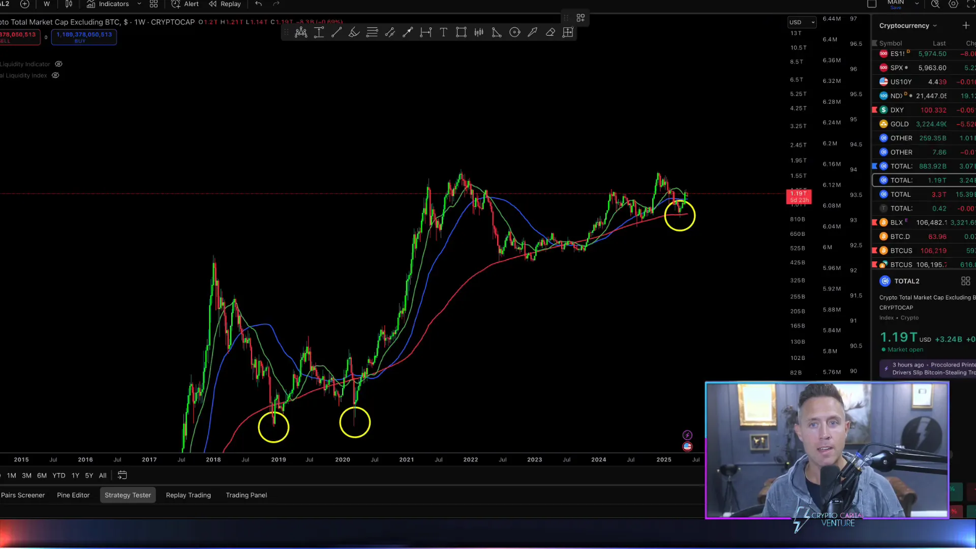 Altcoin total market cap chart excluding Bitcoin