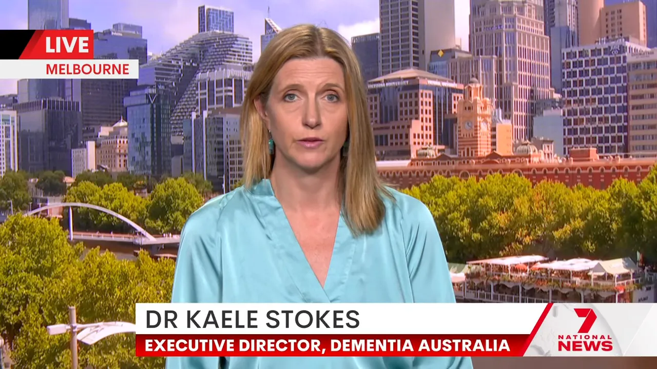Dr Kaele Stokes calling for a national dementia action plan in a televised interview