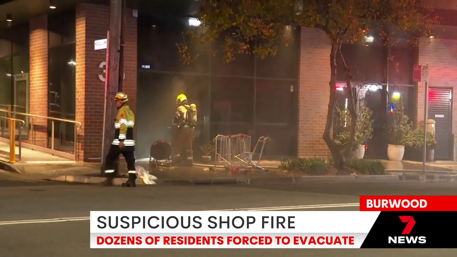 Firefighters responding to the Burwood shop fire