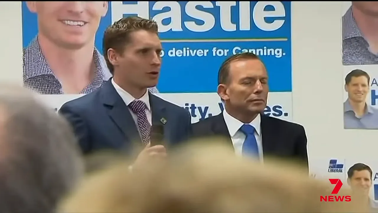 Andrew Hastie at a public event, known for conservative policy positions
