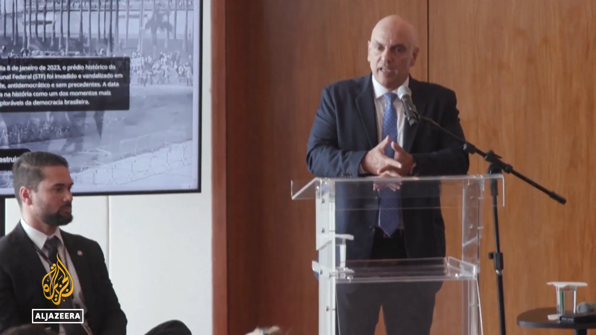 Supreme Court Justice Alejandro de Monaiges speaking