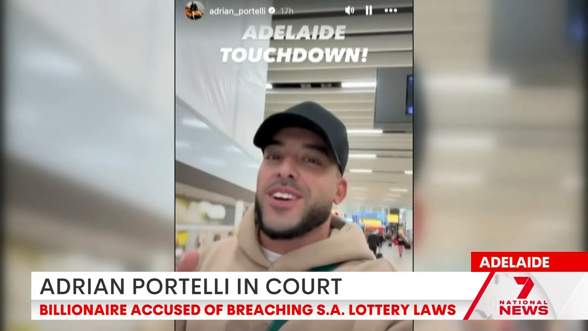 Adrian Portelli arriving at Adelaide Airport