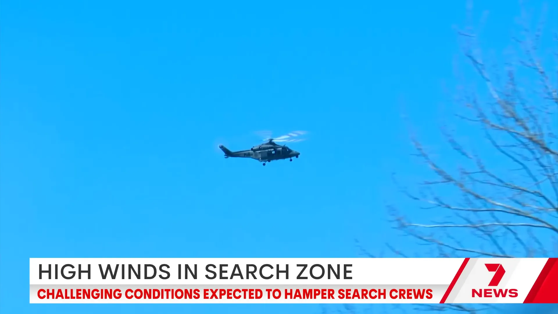 Search teams and chopper combing rugged bushland