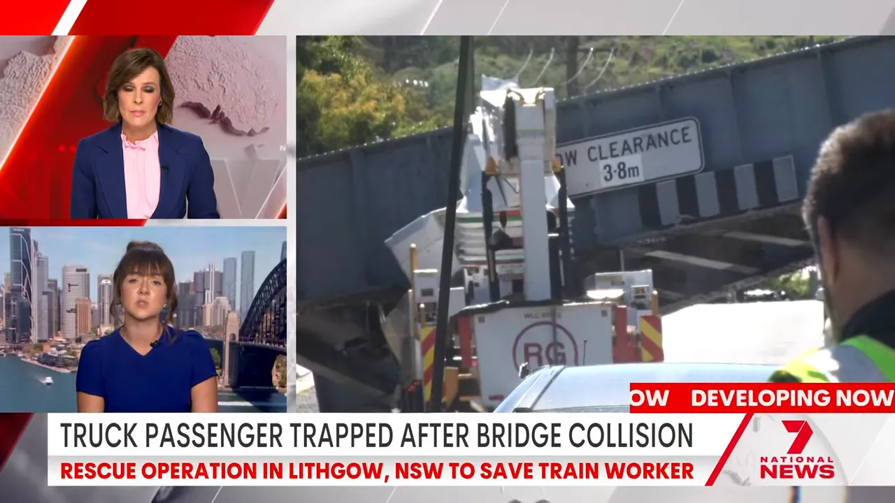 Cherry picker seen to have hit the bridge causing collapse